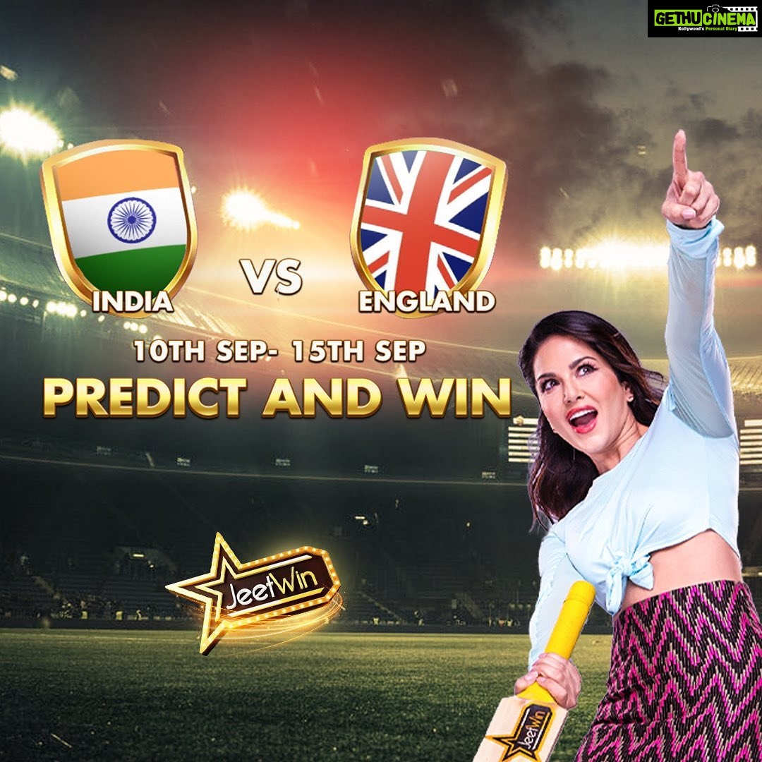 Sunny Leone Instagram - Itβs #INDvENG! π€π»π€π» Stay tuned to witness it LIVE at 11:30 PM on @jeetwinofficial π Predict the winner while enjoying the best odds in the market! Join now from the link in my story to Predict & Win! #SunnyLeone #T20I #Womenscricket #JeetWin