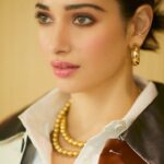 Tamannaah Instagram - It would be a 'waisted' opportunity if I didn't post the last look from my film promotion run 😜😜😜 Outfit: @notebook.official @appapop Jewellery: @twylatreasures Styled by: @shaleenanathani Assisted by: @vasudhaguptaa Hair and Makeup: @florianhurel Assisted by: @bhaktilakhani Photographer: @kadamajay #Reels #ReelItFeelIt #ReelsInstagram