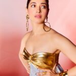 Tamannaah Instagram - Plan A - Wear golden… Plan B - Find the silver lining 😛😛😛 #PlanAPlanB Wearing: @thedashanddot Jewellery: @minerali_store @studio.metallurgy @blingsutra @shopanatina @tuluaindia @misho_designs Heels: @louboutinworld Styled by: @shaleenanathani assisted by @vasudhaguptaa Hair and Makeup: @florianhurel assisted by @bhaktilakhani Photographer: @kadamajay