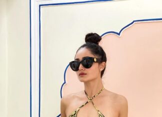 Tridha Choudhury Instagram - ‘Women are more sure of themselves today, they do not need to emulate the way men dress ‘⭐️- #gianniversace #versacecollection #swimweardesigner #poolparty #poolday