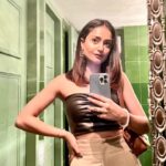 Tridha Choudhury Instagram - Have you seen my Silhouette??? 🧃 #leatherdress #leatherlove #fashioninsta #fashionstatement
