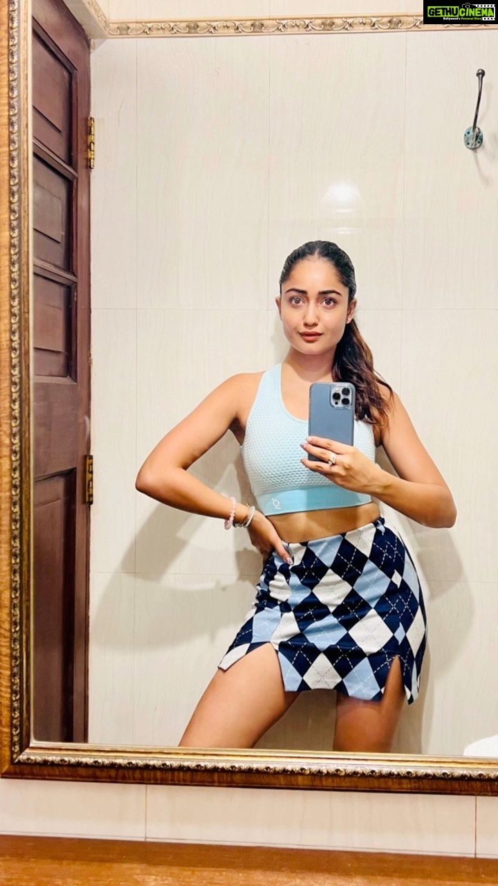 Tridha Choudhury Instagram - Badminton in mini skirts … thoughts ??? 💙 #takearisk #lifeisshort #miniskirts #sportsmode #sportstherapy #badminton #badmintonclub #athleisure #athleisurewear #fitnessphysique #fitnesstransformation #fitnessgoal