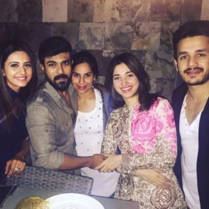 Upasana Kamineni Instagram - Mr C and his besties. The sweetest company ever. #december #funtimes @tamannaahspeaks @rakulpreet @akkineniakhil missing @shriyabhupal @anushpala @diabhupal @smireddy @karishjain @masihkhan1