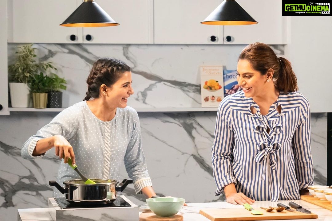 Upasana Kamineni Instagram - Spice up URlife with Sam 😉 Check out @urlife.co.in Thanks @aditimammengupta for the recipe. @samantharuthprabhuoffl the new healthy master chef 👩🍳 URLife