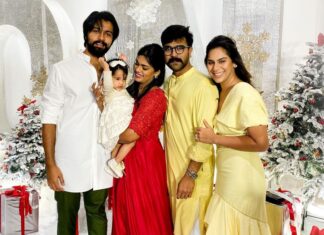 Upasana Kamineni Instagram - Mr & Mrs C wish u a Very Merry Christmas ❤️🎄 Happy First Birthday darling #navishka - ur mama & atha love u. Check us out #twinning 😛 coincidence