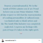 Upasana Kamineni Instagram - Dearest @narendramodi ji. We in the South of INDIA admire you & are Proud to have you as our Prime Minister. With all due respect we felt that the representation of Leading personalities & cultural icons was limited only to Hindi Artists and the The South Film Industry was neglected. I express my feelings with pain & hope it’s taken in the right spirit. 🙏🏻 Jai Hind