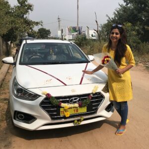 Varshini Sounderajan Instagram - Yahhh my new car💃💃💃 #hyundaiverna