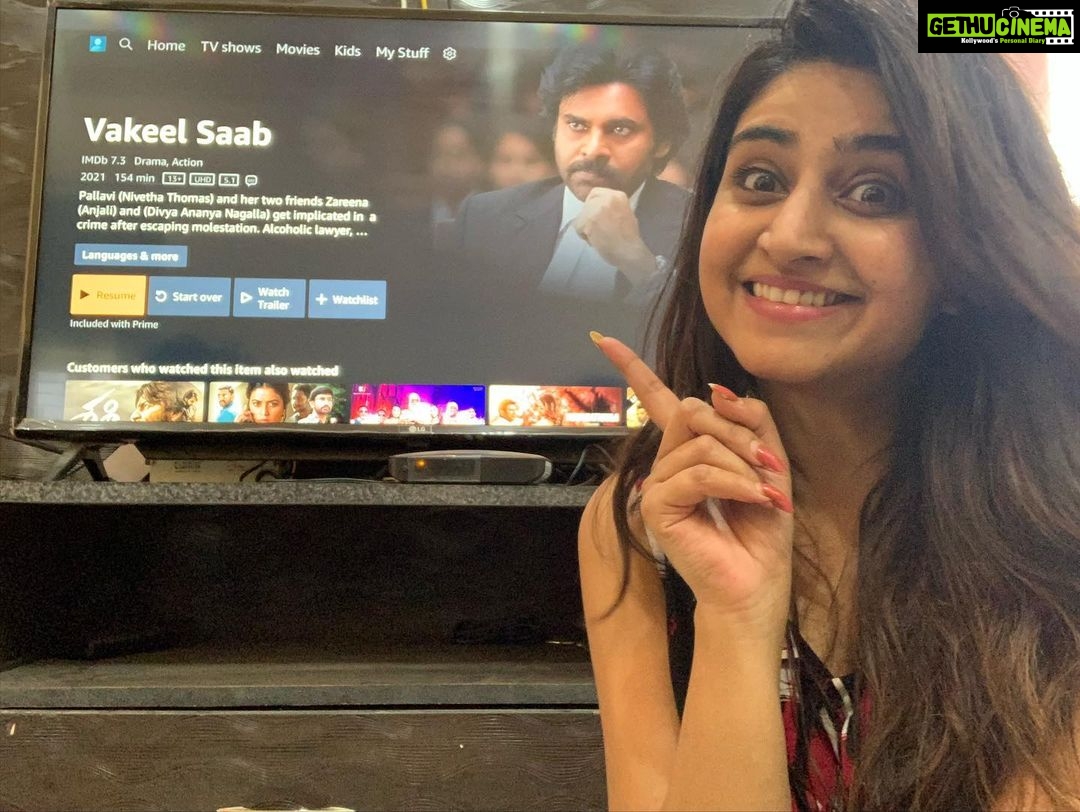 Varshini Sounderajan Instagram - #Vakeelsaabonprime - My recommendation for everyone. If you haven't watched this one yet, you have to! Very good movie with a great message. Loved it! ❤️❤️❤️ #Venusriram #Pawankalyan gaaru @i_nivethathomas @yours_anjali @ananya.nagalla @musicthaman @primevideoin