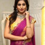 Varshini Sounderajan Instagram - Wearing this beautiful half saree for @kalasha_finejewels new collection launch. Costume n styling @sashivangapallicouture Makeup n hair @naazbridalmakeovers