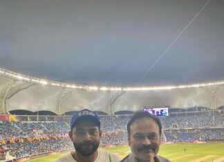 Varun Tej Instagram - Mad energy here in Dubai!!! Go team India!!🇮🇳 #indvspak #t20worldcup Dubai International Cricket Stadium