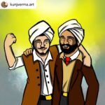 Vicky Kaushal Instagram - Art-work and caption! Thank You ❤️ Posted @withregram • @kunjverma.art Bhagat & Uddham "और शेरा! तू भी यहां आ ही गया!" "बोला था ना, मेरा भी वही होना है जो तेरा होना है!" #bhagatsingh #sardaruddham @vickykaushal09