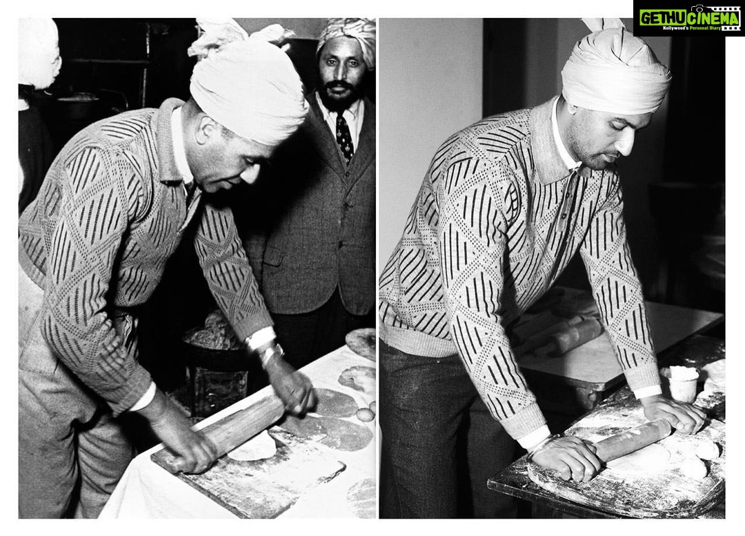 Vicky Kaushal Instagram - 1938, Shepherd's Bush Gurudwara, London. Udham Singh (left) at langar seva. On the right, the meticulous craftsmanship of Shoojit da and team in recreating the moment for #SardarUdham .
