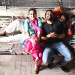 Vicky Kaushal Instagram - #BehindTheScenes. . ‘Manmarziyaan’- The last scene between Vicky and Rumi in the film. Me and @taapsee (Happy Birthday! 😘) were ready in costumes chilling on this charpai, the dop was told to set the shots a certain way and he was set and this is when @anuragkashyap10 takes a corner with his pad and pen to write the dialogues of the scene while @kanika.d is going 😱🧐🙃. We get the scene, rehearse and in a few minutes we start shooting. As per the written scene, the scene is supposed to end with our hug. As we hug with tears in our eyes, Anurag Sir comes in my eyeline behind the camera and starts miming me to break the hug... all this, while the shot is still rolling. I break the hug and AK doesn’t say “cut” for a good long minute. The scene on the script is over. Me and Taapsee both don’t know what to do. Feeling awkward in the moment I start beat boxing and Taapsee smiles and we both end up chuckling. AK says cut and comes dancing in the room saying “Mujhe mera breakup scene mil gaya!” This picture was taken right after we shot that Scene. 📸: @khamkhaphotoartist