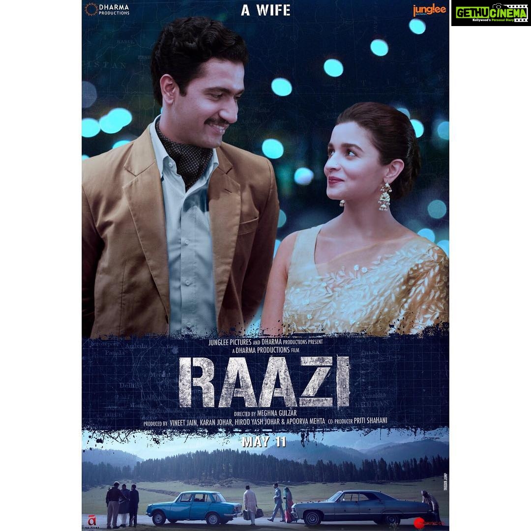 Vicky Kaushal Instagram - She had a galaxy in her eyes and a universe in her mind! My wife- Sehmat! #ShadesOfRaazi #Raazi @aliaabhatt @meghnagulzar @karanjohar @vineetjain12 @apoorvamehta18 @jungleepictures @dharmamovies @raazihoon