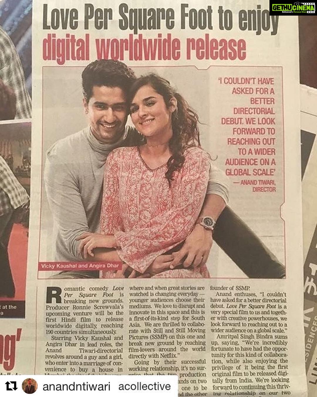 Vicky Kaushal Instagram - #Repost @anandntiwari with @repostapp ・・・ Our first feauture is the first ever masala desi entertainer for #netflixoriginal heres presenting #lovepersquarefoot to the world!!! #netflix #rsvp #ssmp #bigday @stillandstillmediacollective