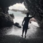 Abijeet Duddala Instagram - Caveman and his infinity pool.. #black #cave #beach #explore #wanderlust #traveldiaries Hawaii