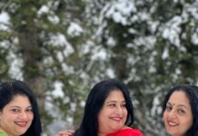 Ahana Kumar Instagram - Apparently , the greatest dream of my Mom and her Best-Friends from the time they were kids was to act in a movie and dance to a song sequence in Snow wearing a Saree. So we thought - why not bring that dream to life? 😜 Starring @sindhu_krishna__ , @hazeenaseyad and @sweetlife_from_sulus_kitchen ⭐️ Directed , Shot , Edited and some Choreography by Me 🌝 Major Choreography and some Production Design by our dance master Vikram @_diyakrishna_ 💃🏻