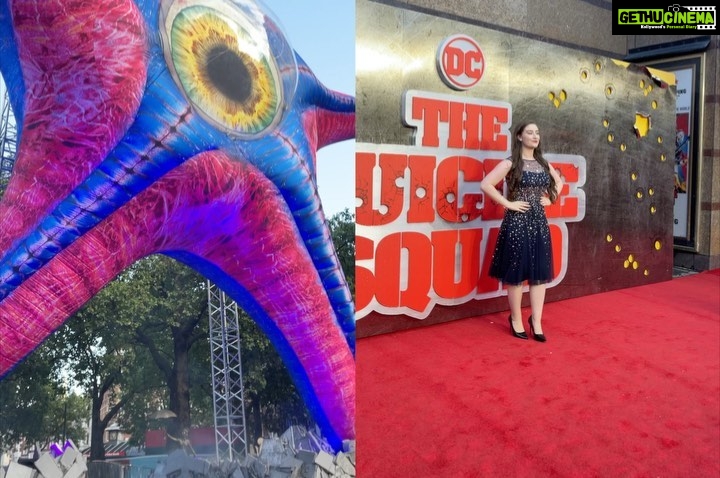 Amber Doig Thorne Instagram - If I could be a superhero, I’d be Aluminum Woman. My superpower would be foiling crime 👀😂 What’s your favourite superhero film? 🤔⚡️🕷 Swipe to the last photo to see a LIFE SIZED Starro that was AWESOME (but also terrifying) ⭐️ It was 15 metres tall 😅 This is hands down the best DC film I’ve seen 🔥Don’t come at me until you’ve watched it, then you’ll see what I mean 🤩 Absolutely banging film - can’t wait to watch it again 🥰 Thank you @imax & @warnerbrosuk for having me ❤️ Definitely recommend watching this in IMAX, it’ll blow your socks off (and possibly other body parts too…) 👀 😂 📸 Photos/Videos: The Suicide Squad World Premiere 📸 💙Dress: @phaseeight 💚Photos by: @hogieaaa__, @rogeralarconphoto, @gettyimages, @shutterstock #TheSuicideSquad #suicidesquad #thesuicidesquadpremiere #suicidesquadpremiere #margotrobbie #johncena #idriselba #petedavidson #jamesgunn #moviepremiere #filmpremiere @thesuicidesquad @wbpictures #imax Leicester Square
