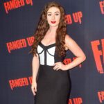 Amber Doig Thorne Instagram - My first movie is finally out!! 🙈 Great night at the #FangedUp Premiere 😍 What’s your favourite horror film? 🤔👻🧟‍♂️ 💇🏻‍♀️: Hair cut/styled by @gasalons 👗: @mybandagedresss Use code LOVE-AMBER for 15% off Prince Charles Cinema, Leicester Square