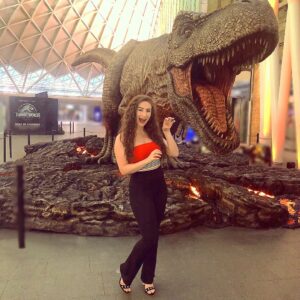 Amber Doig Thorne Instagram - Check yo’self before you Rex yo’self 🦖#JurassicLondon 
What’s your favourite dinosaur? 😍
Shoes: @amiclubwear