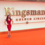 Amber Doig Thorne Instagram - #Kingsman: The Golden Circle World Premiere 🙌🏼 #OrangeJacketChallenge 🧡 Dress: @lipsylondon Vue Leicester Square