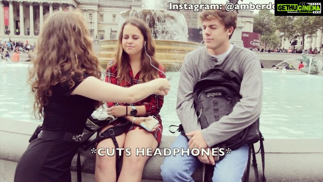 Amber Doig Thorne Instagram - Cutting strangers headphone prank 😈 ✂️ TAG SOMEONE WHO WOULD DO THIS 😂 • Credit: @amberdoigthorne •