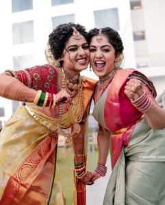 Arya Instagram - Not just my sister … my DAUGHTER .. my FIRST BABY… my BABY GIRL …. @anjanasatheeshps 

Our Sarees @kanchivaram.in 
Our styling @sabarinathk_ 
Our MUA @sijanmakeupartist 
Our blouses @aroya_by_arya_resmi 
Event by @eventiaevents 
Photography @weddingelementsphotography 
Mehendi @salihashamnad 

#bride #keralabride #keralaweddingstyles #weddingphotography #trending #mysister #herbigday #dreamcometrue