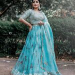 Arya Instagram - Bluetiful I say 🤪 MUA @vikramanvijitha Styling by @sabarinathk_ Costume @silkycalicut Captured by @backofframes #picoftheday #dolledup #fashionistas #ethnic #eventready #instagood #blueaesthetic #lovemyjob #lovemyself