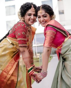 Arya Instagram - Not just my sister … my DAUGHTER .. my FIRST BABY… my BABY GIRL …. @anjanasatheeshps 

Our Sarees @kanchivaram.in 
Our styling @sabarinathk_ 
Our MUA @sijanmakeupartist 
Our blouses @aroya_by_arya_resmi 
Event by @eventiaevents 
Photography @weddingelementsphotography 
Mehendi @salihashamnad 

#bride #keralabride #keralaweddingstyles #weddingphotography #trending #mysister #herbigday #dreamcometrue