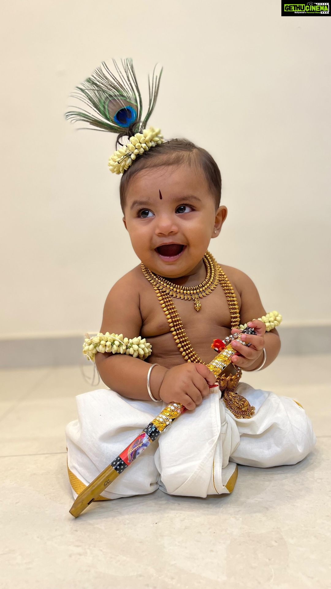 Chaitra Reddy Instagram - Our cute little KRISHNA 😍 Ha ha it was big task to get her dressed ❤️ But it was fun ❤️