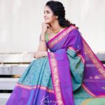 Chaitra Reddy Instagram - I am extremely glad and excited to launch the next add on to wonderful cotton sarees by @kaarigai.sarees in bright and vivid shades- VANASINGARAM! . Grab this beautiful saree with a stunning blouse to match to complete the look. The elegantly detailed saree is truly traditional and gets your look up for every occasion. . Saree & Blouse: @kaarigai.sarees Photography: @p2click.in . . Note: You can now get your saree along with the stitched blouse in all sizes. So get your saree and blouse from them today! . #sarees #kaarigaisarees #cotton #zari #cotton #sequin #traditional #style #elegance #vanasingaram #sareelove #handcrafted #silver zari #chennai