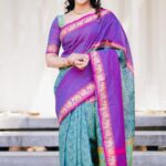 Chaitra Reddy Instagram - I am extremely glad and excited to launch the next add on to wonderful cotton sarees by @kaarigai.sarees in bright and vivid shades- VANASINGARAM! . Grab this beautiful saree with a stunning blouse to match to complete the look. The elegantly detailed saree is truly traditional and gets your look up for every occasion. . Saree & Blouse: @kaarigai.sarees Photography: @p2click.in . . Note: You can now get your saree along with the stitched blouse in all sizes. So get your saree and blouse from them today! . #sarees #kaarigaisarees #cotton #zari #cotton #sequin #traditional #style #elegance #vanasingaram #sareelove #handcrafted #silver zari #chennai