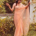 Deepa Thomas Instagram – A vintage soul 🤎 

Peach organza saree : @adiadesignsblr 
Styling : @chaaru__s