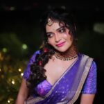 Dharsha Gupta Instagram - 💗💙Happy Diwali 💙❤️ Makeup- @jiyamakeupartistry Hairstylist- @marysbridalstudio Costume- @mokshe_rental_destination Jewelry- @tanishbridal Vc- @dhanush__photography Location- @parkelanzachennai @lacabanachennai