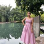 Dia Mirza Instagram - A working day is always more beautiful when it is in the arms of nature 💜🕊️🦋 Thank you @lotus_organicsplus for a wonderful shoot! Can’t wait for the campaign to release 🙌🏼 #MammaAtWork Outfit @_aje_ @lemill Styled by @theiatekchandaney Assisted by @kharkhoshia_preeti Make up @shraddhamishra8 Hair @karanrai001 Managed by @shruti8711 @exceedentertainment Photos by @shraddhamishra8 🥰 Roseate House New Delhi