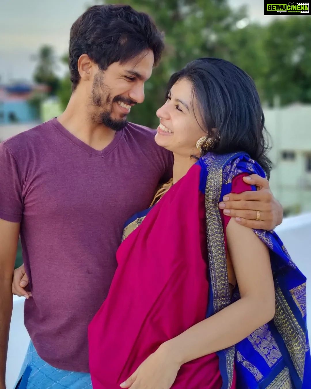 Harija Instagram - Happy anniversary 🎈... @amar_theinfinity_e how much v have changed over the years ... I could see our graph(mind frame) evolving everyday.... My crazy crazy husband u are an amazing person I have ever met...i Still remember one day when v wr friends I was thinking to myself ... The girl u marry will be the luckiest and all our friends will do agree on my statement😁....hehehe... Never knew I was the Lucky one🤯.... I had lost hope in marriage and finding the right person until things changed between us ... To more years together cheers 🥂 love you forever To be continued next year this day 🥰
