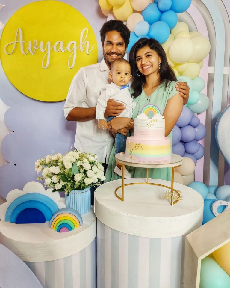 Harija Instagram - Avyaghs 1st birthday 24.02.22 .... Couldn't believe a year is gone... And my avu is growing up😍 I know in general first birthday is special even though they r not gonna remember anything ... But it's special for the family... And another special mention to @miandkaevent for making Avyaghs birthday more special with the PASTEL RAINBOW THEME.... Our Colours of Life .. 🌈.....loved the sophisticated set work.... Thank you mini @miandkaevent ......