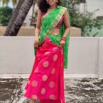 Harija Instagram – 💗💚💜 keep ur inner child alive… And that could let u do crazy stuffs which will eventually turn into beautiful memories 🎈

Pc – @charukesh_m 
@amar_theinfinity_e 

#love #halfsaree #traditionalwear