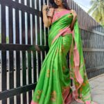 Harija Instagram - If there is a future, it will be green 💚.... Pc - @amar_theinfinity_e photography skills 👍 #harija #harijaofficial #green #saree #traditional
