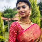 Harija Instagram - "The secret ingredient to great style is always confidence...there's nothing I love more than to wear a saree!❤️ Paired with simple and minimalistic jewelry, the traditional look feels timeless...." #getstyledwithamazon and @amazonfashionin @amazoninfluencerprogram