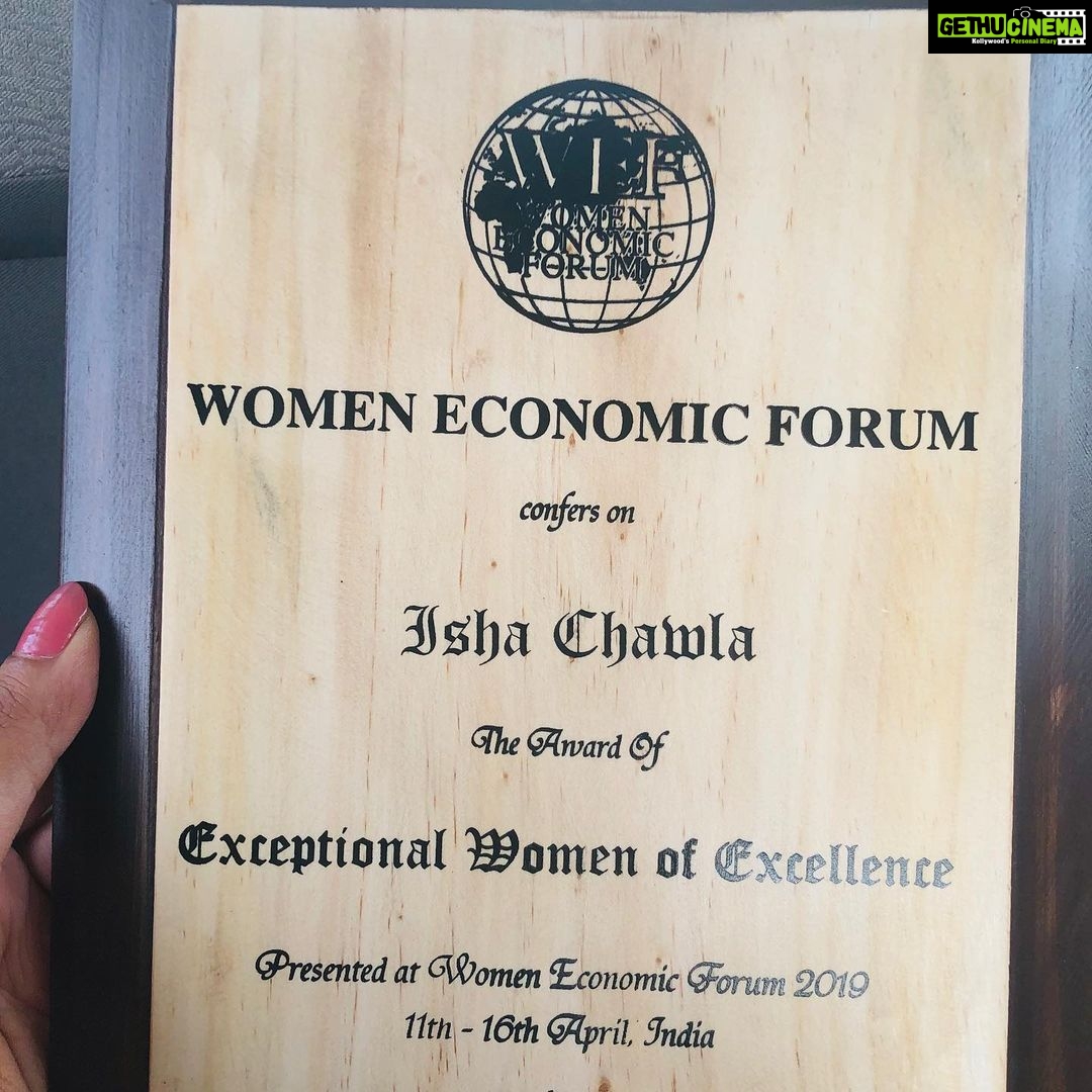 Isha Chawla Instagram - Thank you @womenecoforum for this one . 🙏🙏🙏 #women #economicforum #womenpavetheway #gratitude #love #honoured