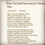 Isha Chawla Instagram - This poem I read many years ago , but ever since it has always given me the strength to go through anything and everything in life . In life nothing stays forever . Neither good nor bad . The only forever is Life itself. Just felt like sharing my favourite poem so here it is “EVEN THIS SHALL PASS AWAY “ by Theodor Tilton . #nothingisforever #life #mantra #lifemantra #poems #strengths #nevergiveup #gratitude