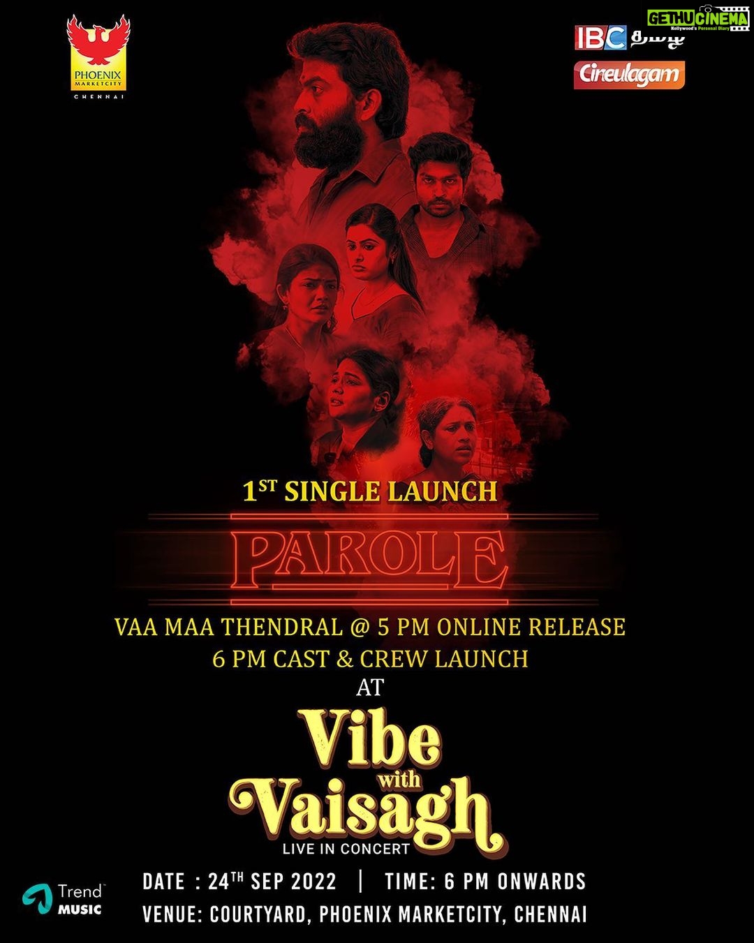 Kalpika Ganesh Instagram - #VaaMaaThendral - single from #ParoleTheMovie release on September 24th at 5 PM. Meet the cast & crew the same day at #VibeWithVaisagh live concert happening at @pmcchennai, 6 PM. #Parole @tripr_entertain @oscl8r @dwarakhraja @linga19 @karthiikrs @monisha_murali_ @janisuresh73 @vaisaghh Phoenix MarketCity (Chennai)