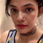 Kalpika Ganesh Instagram - Slaying in @saja_official.in collection @worldof_sahaja #slayer #choker #nosering #ponytail #smallhair #phoneclicks #iphonexr #sleeveless #onepiece #black #iamkalpika #kalpikaganesh