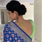 Kalpika Ganesh Instagram – Special mention to my wonderful team who are my extending family 
@hilodesign.co @mounagummadi for this beautiful combination that surely makes the elegance scream out❤️
@thimmappa180 for being the last minute saviour and doing your amazing wonders with your art with make up and hair in just 45min🥰

#gratitude