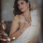 Kalpika Ganesh Instagram - Revisit and Repost #traditional #malyali #gold #white #saree #throwback