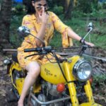 Kalpika Ganesh Instagram - Either Pose Or be Poised #candidclicks #mvgv #royalenfield #yellow #phoneclicks #appleiphone #selfmusings