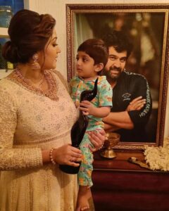 Meghana Raj Instagram - Chiru ur black lady is finally home! Can't express how this feels... But I have this image in my mind how exactly u will react to having gotten this! I'm proud of YOU baby ma.. this is for u being honest about who u are! PpL have loved u more offscreen and this is exactly why u deserve this even more! Even now ur making sure miracles are constantly happening around us! ❤️ @chirusarja @filmfare #parlefilmfare @kamarfilmfactory