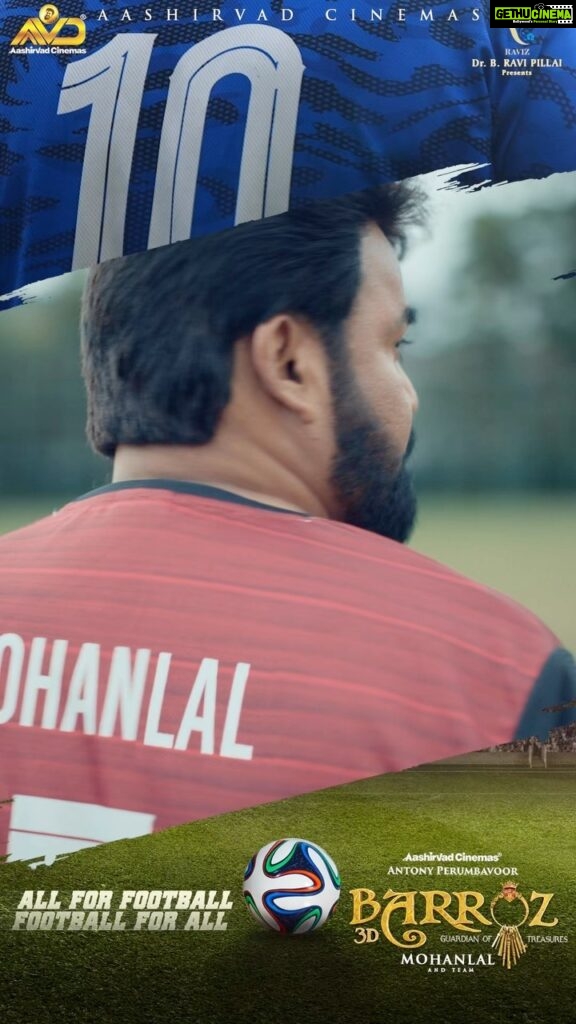 Mohanlal Instagram - One emotion, one thought, one religion…that’s football! Video out now. #Mohanlal #Barroz #AashirvadCinemas #Raviz #Kerala #Fifaworldcup #KLFIFA22