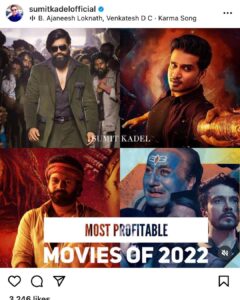 Nikhil Siddhartha Instagram - Thank You India 🙏🏽❤️

#kgf2 #KashmirFiles #Kantara #karthikeya2 
@chandoo.mondeti @aaartsofficial @peoplemediafactory @anupamaparameswaran96 @harshachemudu @actorysr @bhairavudu